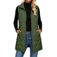 thumbnail image 6 of Women's Warm Mid-Length Puffer Vests,Full Zip Sleeveless Hooded Casual Layering Winter Outerwear Jacket with Side Pocket, 6 of 7