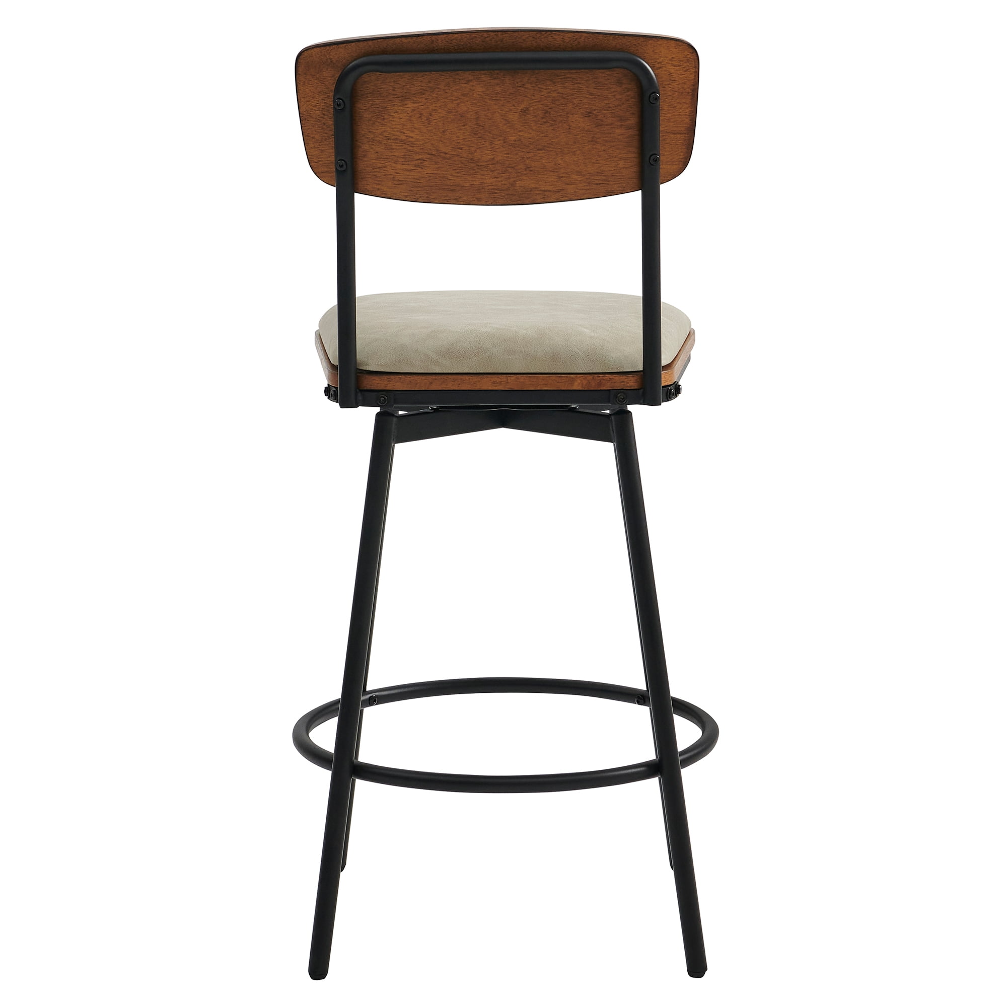 CHITA Swivel Counter Height Bar Stools with Back Set of 2, 27'' Seat Height, Metal & Wood Frame, Sand Gray