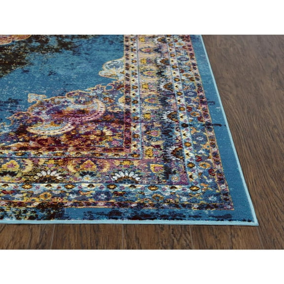 Alora Decor Morocco 7'6" x 9'5" Blue/Rust/Gold/Cream Power-Loomed Area Rug