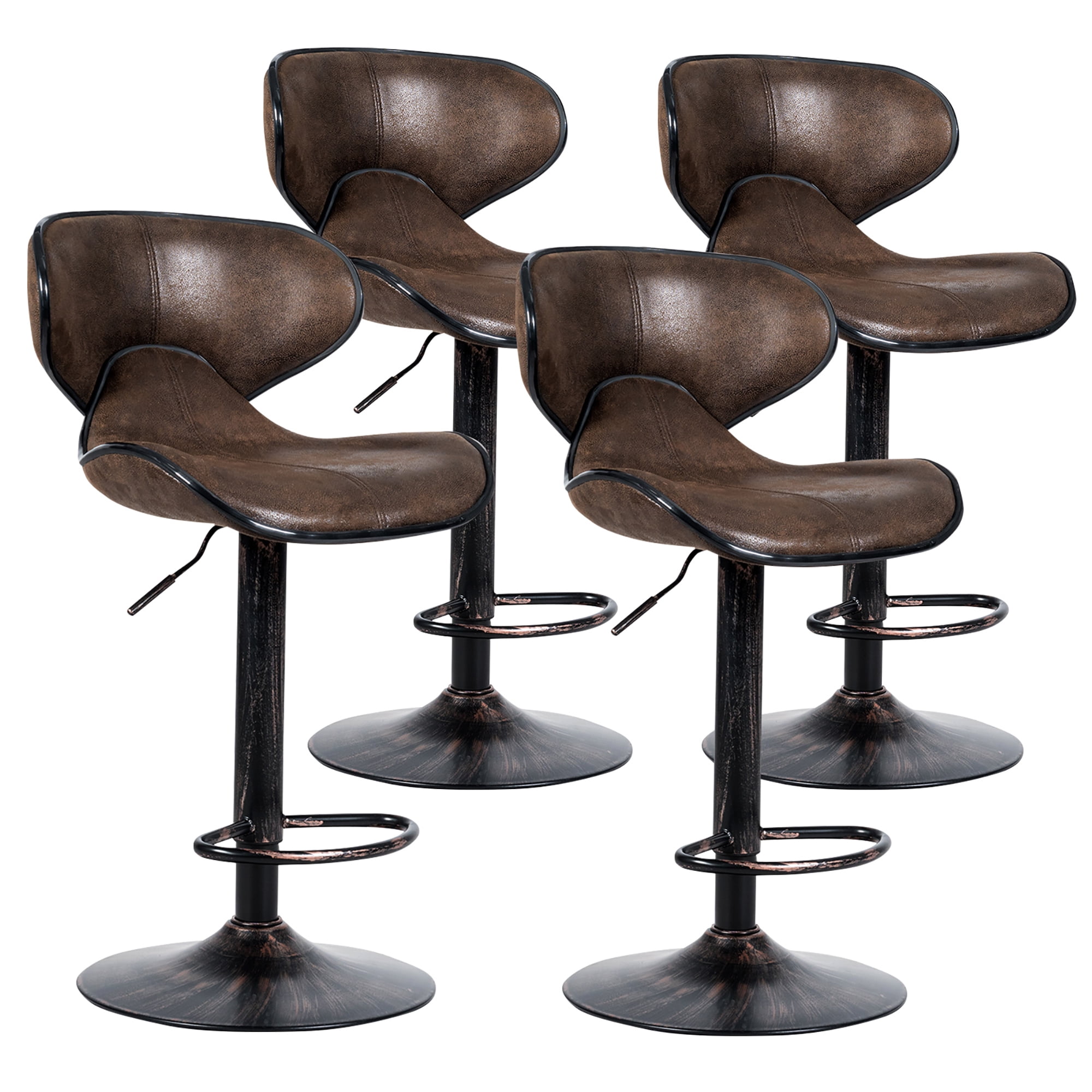 Costway Set of 4 Adjustable Bar Stools Swivel Bar Chairs w/Backrest
