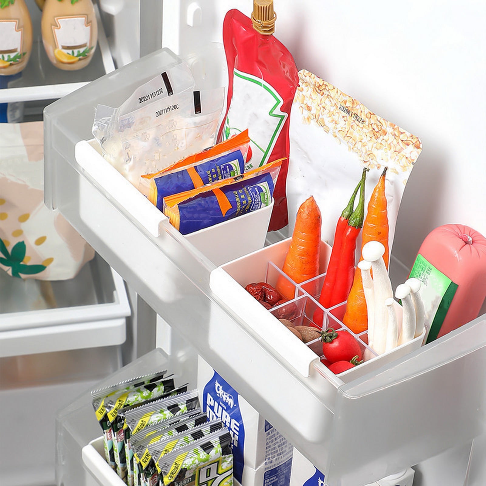 1pc Refrigerator Side Door Storage Box, Multi-functional Home Kitchen  Organizer For Food, Vegetable, Space-saving