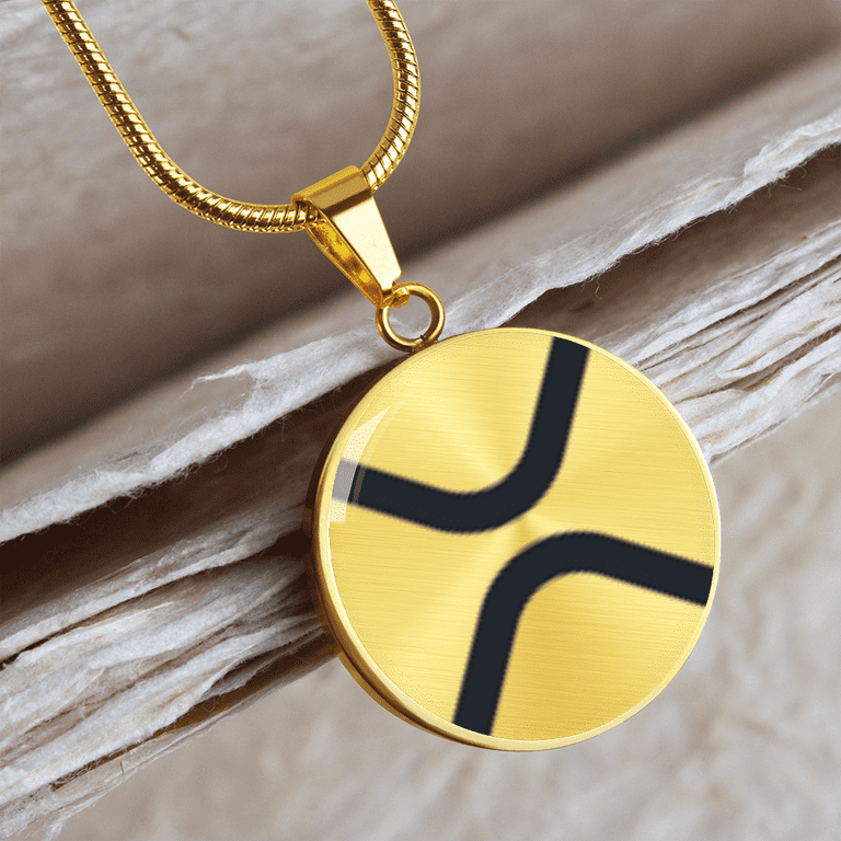 Ripple (xrp) Circle Necklace Stainless Steel or 18K Gold 18-22 inch, Adult Unisex, Size: 23.5, Grey Type Ripple (xrp) Circle Necklace Stainless Steel or 18K Gold 18-22 inch, Adult Unisex, Size: 23.5, Grey Type