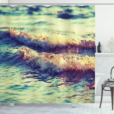 Ambesonne Wave Shower Curtain, Calm Sea Theme Pastoral, 69"Wx75"L, Multicolor