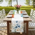 thumbnail image 4 of Blue Spring Floral Table Runner 120 Inches Long,Watercolor Blooming Summer Botanical Cotton Linen Table Runners Dresser Scarves,Fabric Tabletop Scarf Furniture Cover for Home Dinner Party 13"x120", 4 of 9
