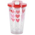 thumbnail image 1 of Verdant Touch Drinkware - Taza de agua de doble capa, innovadora y bonita taza portátil con popote para uso en casa y oficina (corazón rojo, 450 ml), 1 of 14