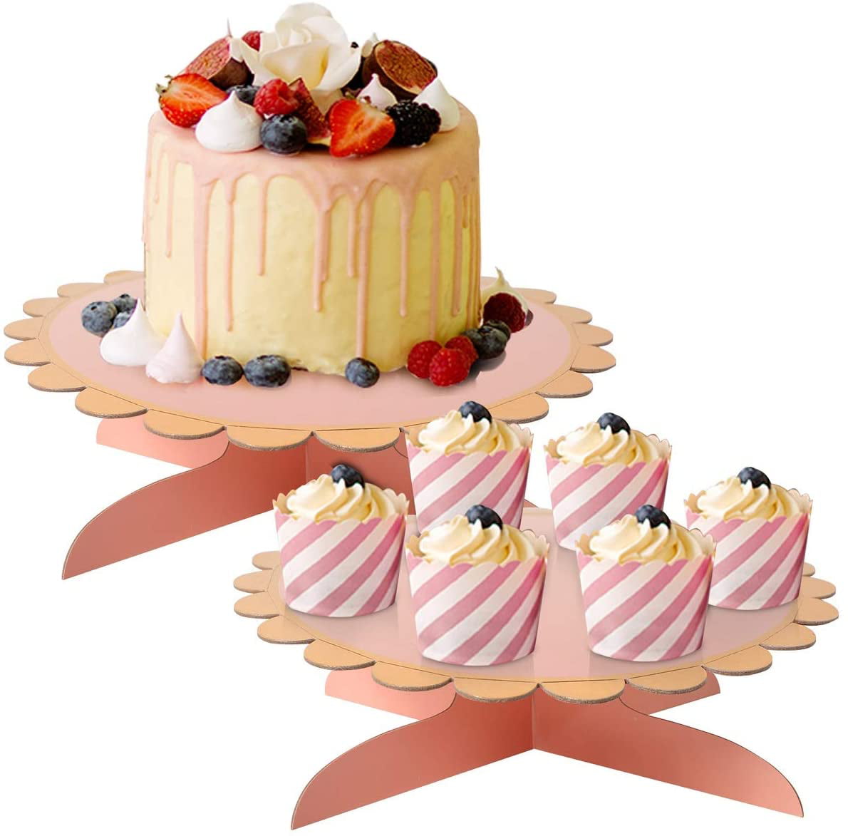 2 set One Tier Pink Cake Stand for Birthday Party 
