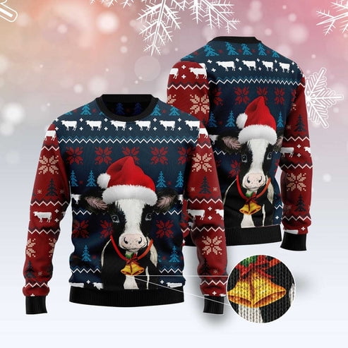 Lovely Cow 3D Christmas Sweater, Funny Xmas Sweater, Sweater Xmas