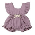 thumbnail image 1 of Newborn Baby Girl Ruffle Solid Color Romper Bodysuit 0-24 Months, 1 of 4
