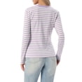 thumbnail image 3 of INSPIRE CHIC Women's Striped Top Long Sleeve Crew Neck Slim Fit Cotton Fitted Tee XS Light Purple Stripe, 3 of 5