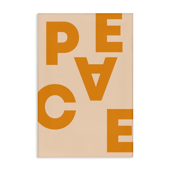 Stupell Industries Peace Orange Typography Typography Painting Gallery Wrapped Canvas Art Print Wall Art, 16 x 24