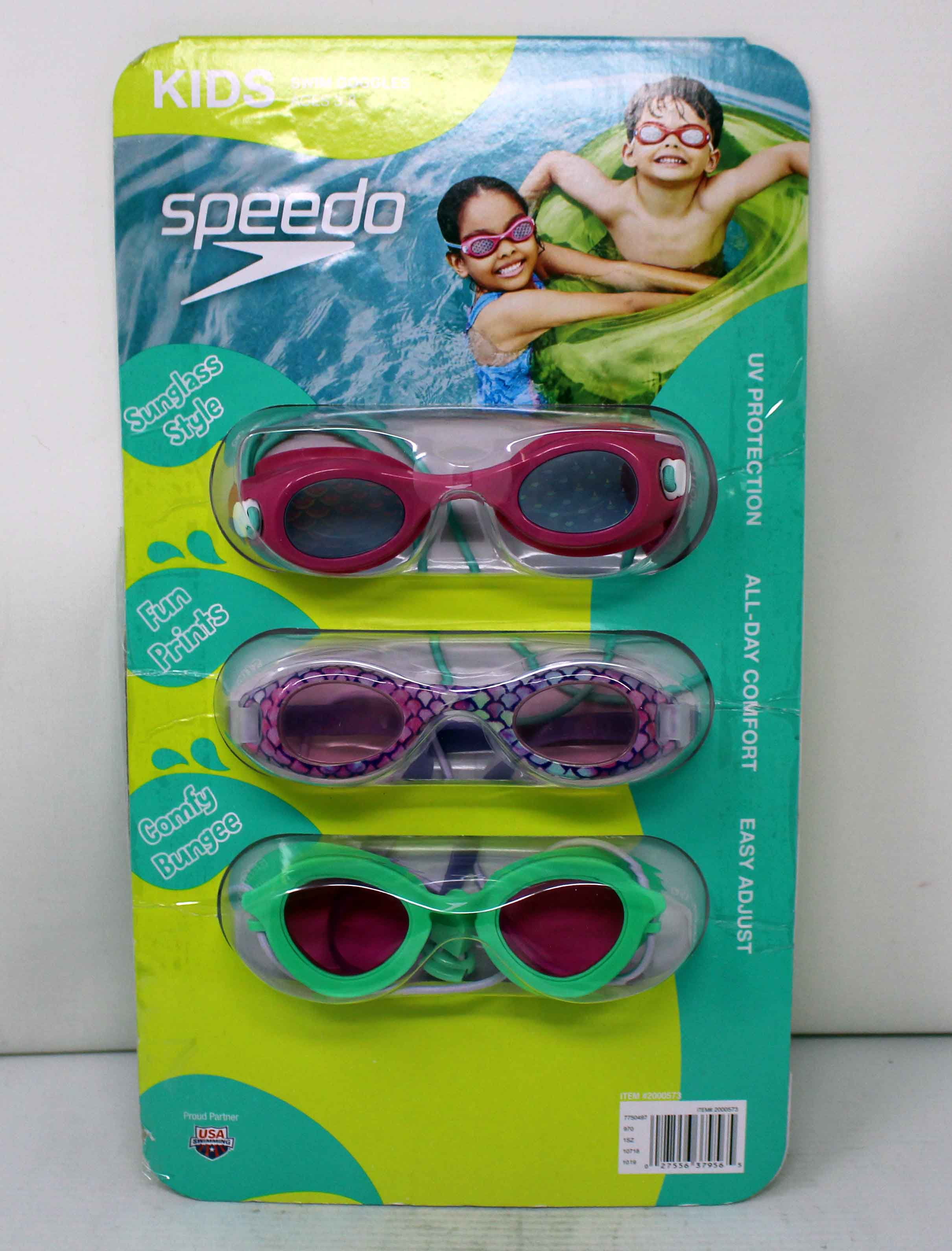 Speedo Splisher Kids Swim Goggles 2 PACK Ages 3-8 Color Red & Pink NEW in pack! 