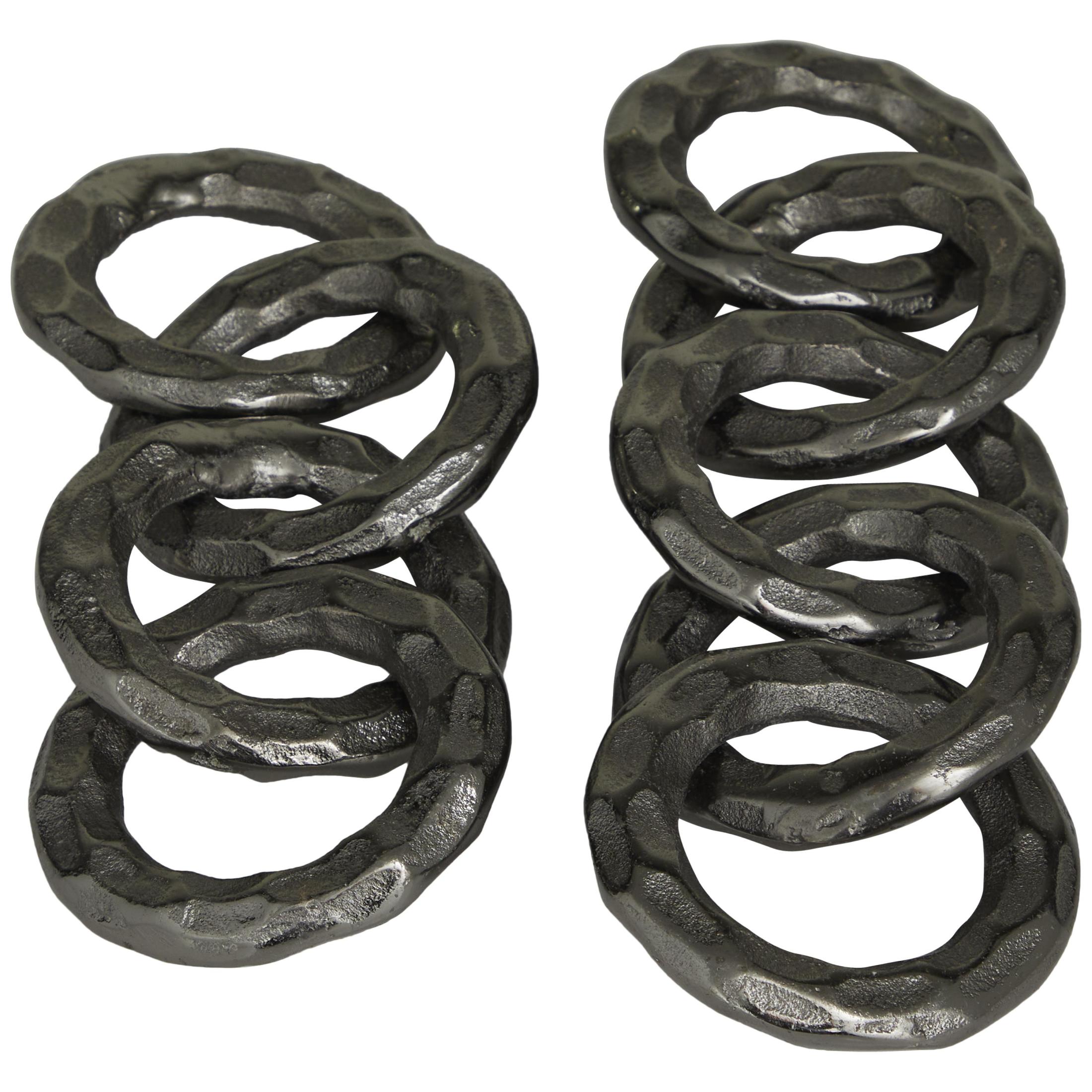 13"W, 2"H Black Aluminum Metal Chain Sculpture, by CosmoLiving by Cosmopolitan (2 Count)