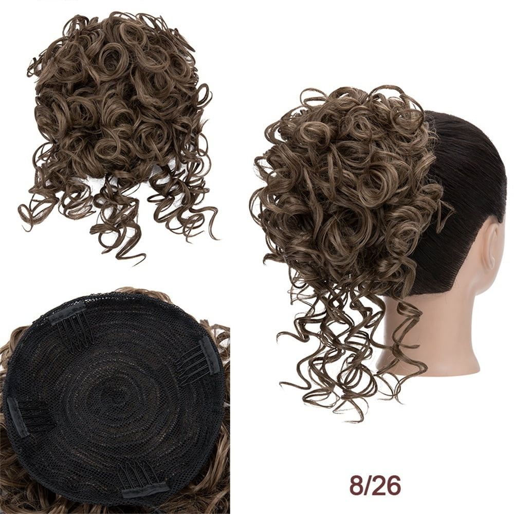 Messy Curly Hair Bun Scrunchies Extensions Synthetic Drawstring Ponytail Updo Hair Pieces for Women
