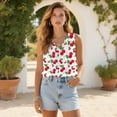 thumbnail image 4 of Jeiento Red Cherry Print Workout Tank Tops for Women Summer Sleeveless T-shirt Loose Fit Breathable Tunic Tops Pleated T-shirt Basic Business Casual Tshirt Plus Size,L, 4 of 8