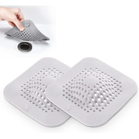 

Hair Drain Catcher Convex Square Shower Drain Covers with Suction Cup Easy to Install for Pop-up Stopper Bathroom Bathtub and Kitchen 2 Pack