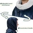 thumbnail image 2 of PAVILIA Sherpa Wearable Blanket Hoodie Women Men, Oversized Hoodie Sweatshirt Blanket, Thick Sweater Blanket Neck Warmer, Fleece Hood Hug Sleep Pod Adult, Cozy Warm Plush Gift Idea Mom Wife, Navy Blue, 2 of 7