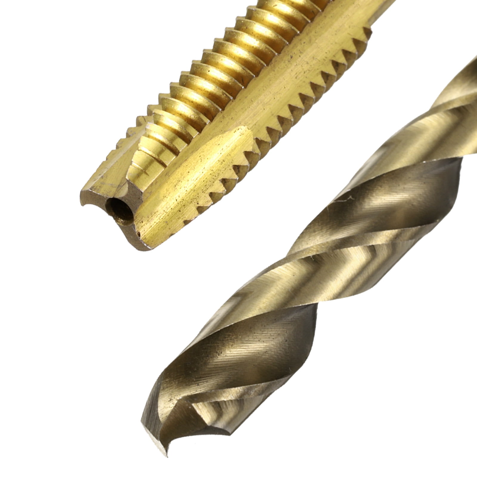 Uxcell Tap and Drill Bit Set, 2pcs M8 x 1.25 Spiral Point Tap Ti-Coated & 2pcs 6.8mm Drill Bit Roasted Yellow