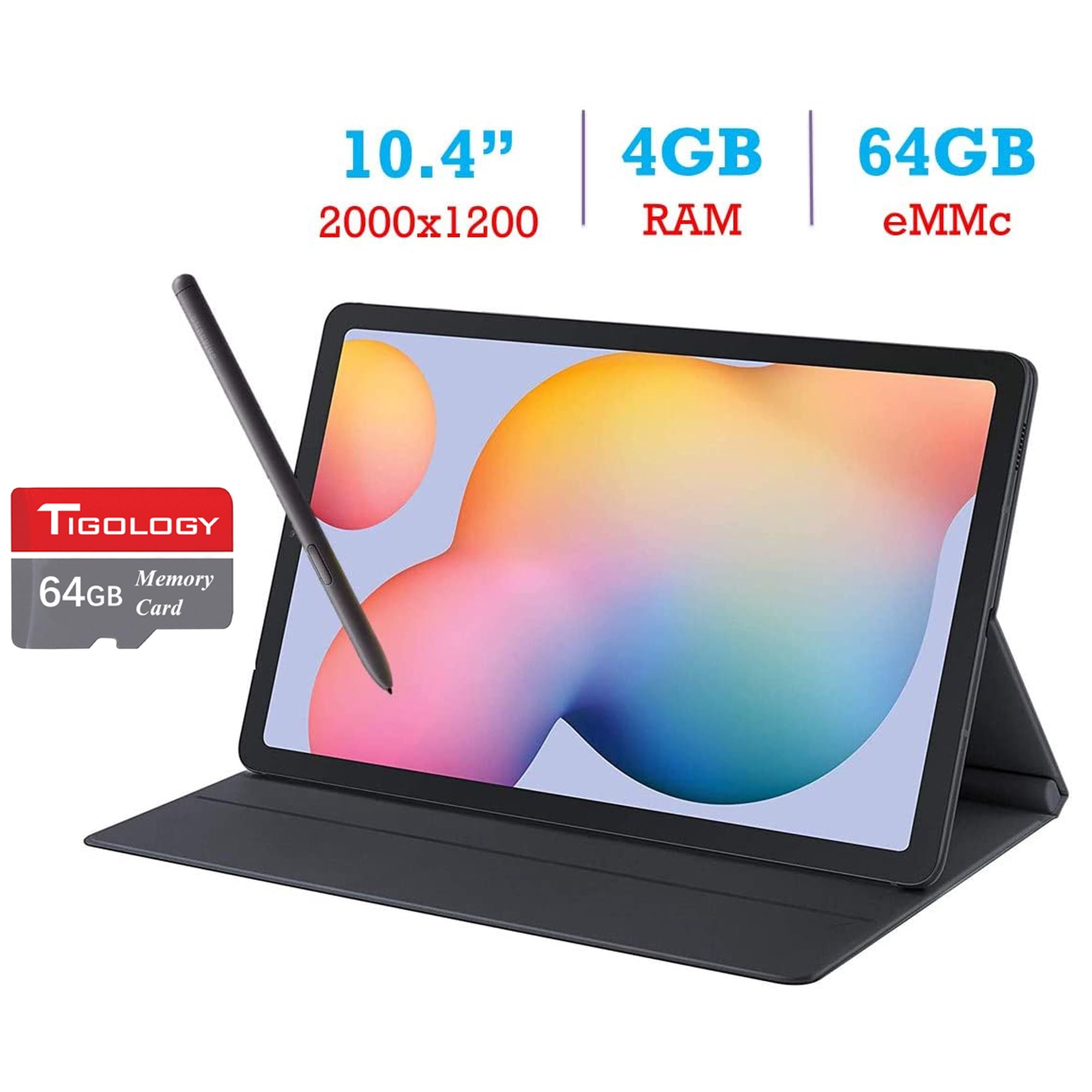 Samsung Galaxy Tab S6 Lite 10.4'' Touchscreen (2000x1200) WiFi Tablet, 4GB RAM, 64GB SSD, Android 10 w/S Pen, Cover & Tigology 64GB Memory Card