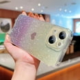thumbnail image 5 of Compatible with iPhone 15 6.1" Gradient Bling Glitter Clear Case, Cute Heart Laser Holographic Case with Camera Lens Cover Protector Soft Shockproof Phone Cover for Women Girls (Purple Heart), 5 of 6