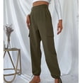 thumbnail image 3 of Pantalones Cargo para Mujer, Moda, Color Puro, Cintura Alta, Ropa De Trabajo, Bolsillos, Apertura del pie, cordón, Pantalones Femeninos, OD Verde S, 3 of 8