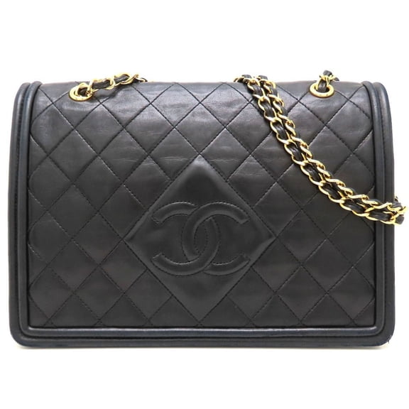 Pre-Owned CHANEL Shoulder Bag, Lambskin, Black, Women's, 352998 (Good)