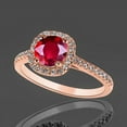 thumbnail image 2 of 1.75 Carat 6mm Round Cut Red Ruby And Moissanite Diamond Engagement Ring in 10k Rose Gold for Women, 2 of 4
