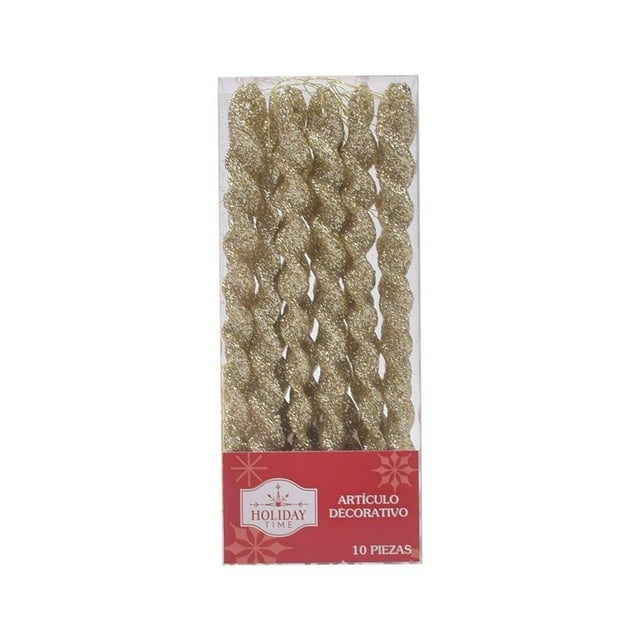 Adorno Navideño Holiday Time Carámbanos Brillantes Dorado 12 Piezas
