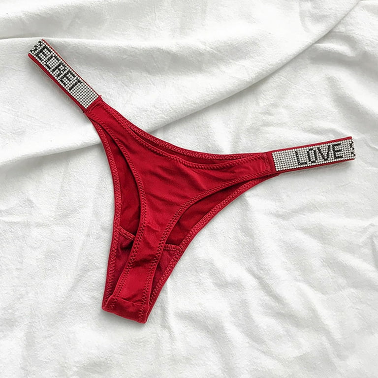 QWERTYU G String Thongs for Women Low Rise Panties Sexy No Show Underwear  Red M