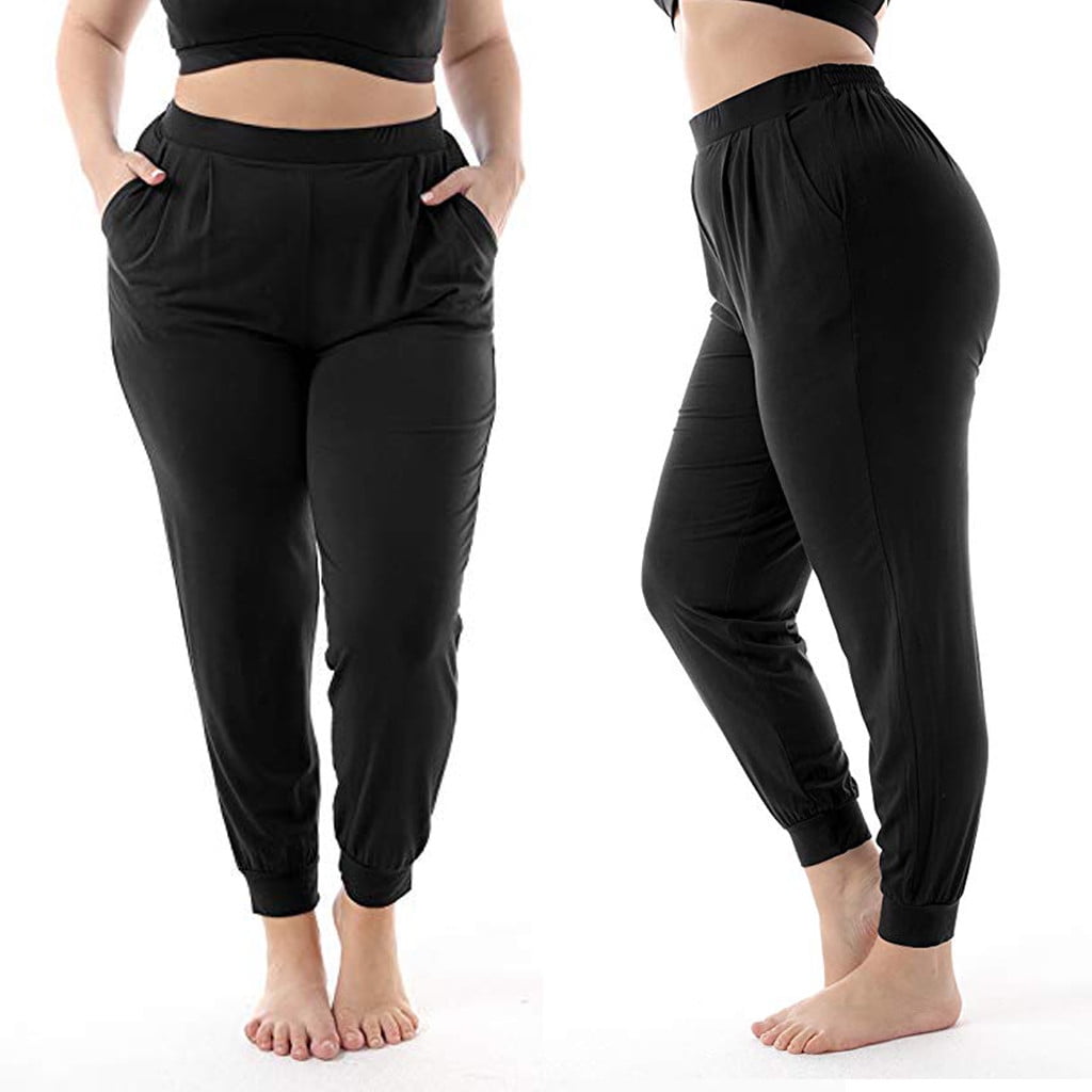 MRULIC pants for women Women's Plus Size Casual Pocket Stretch Beam ...