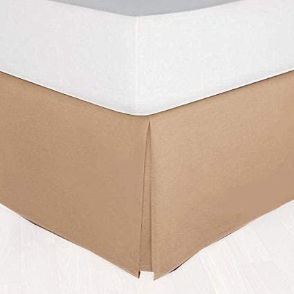 9-Inch Drop Twin Size 39" x 75" Beige Solid Bed Skirt Split Corner Pleated Style Easy Fit Easy Care 100% Egyptian Cotton 500 Thread Count