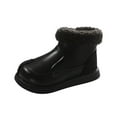 thumbnail image 2 of Children's Solid Color Lined Plush Warm Boots for Fall Winter Short Boots Soft Sole Casual Leather Martin Boots with Thick Insulation for Cold Weather, 2 of 8