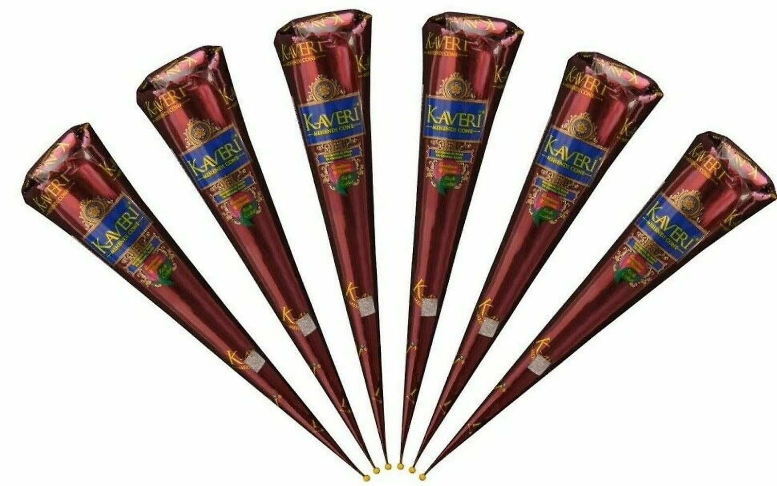 6pcs Fresh Quality Dark Brown Natural Henna Mehndi Cones Temperory