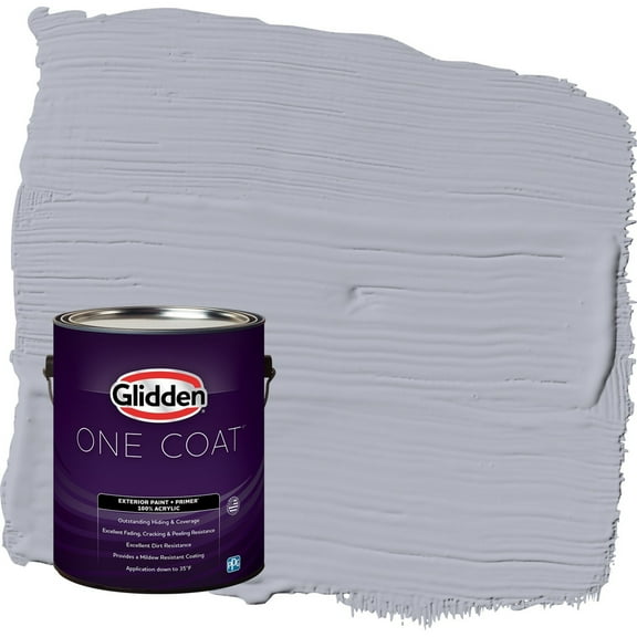 Glidden One Coat Glistening Gray / Grey Flat Exterior Paint with Primer, 1 Gallon