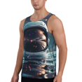 thumbnail image 2 of Pofeuu Astronaut Helmet Reflections Print Men's Workout Tank Tops Sleeveless Muscle Gym Shirt Quick Dry-X-Large, 2 of 7