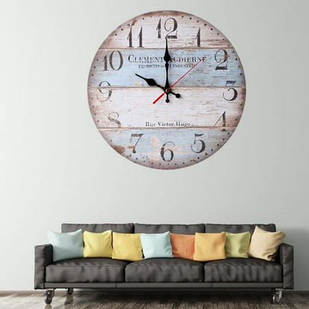 LEORX Wooden Wall Clock with Natural Finish for Bedroom or Living Room Silent Battery Operated 11 75 inches Diameter
