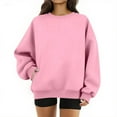 thumbnail image 2 of Oversized Crewneck Sweatshirt Women Fall Cute Fleece Pullover Sweatshirts No Hood Plain Y2k Hoodie with Pockets 2025 Pink S, 2 of 5