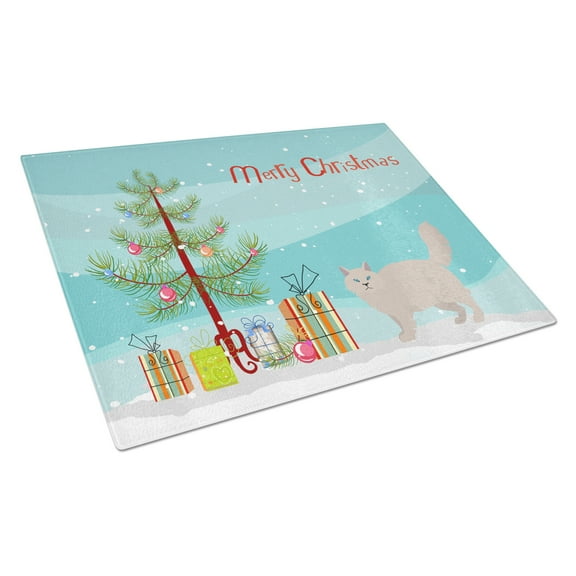 Carolines Treasures CK4715LCB Siberian Forest 2 Cat Merry Christmas Glass Cutting Board Large, 12H x 16W, multicolor