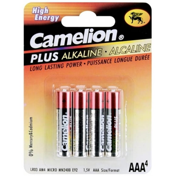 Camelion LR03-BP4 4 Packs Alcalins AAA plus Piles - Haute Énergie