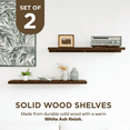 thumbnail image 7 of Kawind Home Solid Wood Floating Shelves Set of 2, 3 Ft Wall Mounted Shelves, Dark Walnut, Rustic Farmhouse Decor, 7 of 7