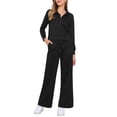 thumbnail image 2 of Conjuntos de chándal para mujer INSPIRE CHIC, sudaderas de cuello alto con pantalones de pierna ancha S en negro, 2 of 6