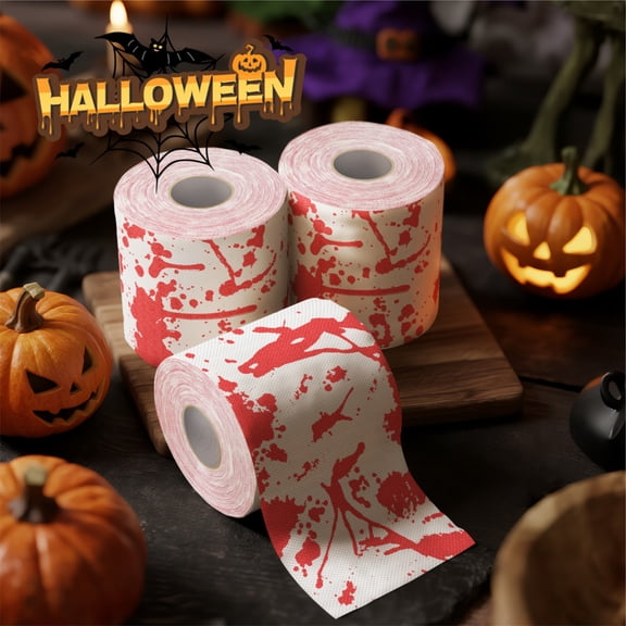 Halloween Bathroom Decor Spooky Halloween Decorations 4X4 Inch Printed Bathroom Tissue Toilet Paper for Halloween Party Decor Home 1 Roll