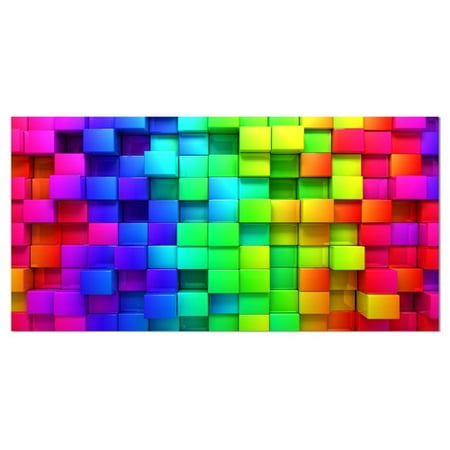 Abstract Boxes - Design Art Rainbow of Colorful Boxes Abstract Graphic Art on Wrapped Canvas