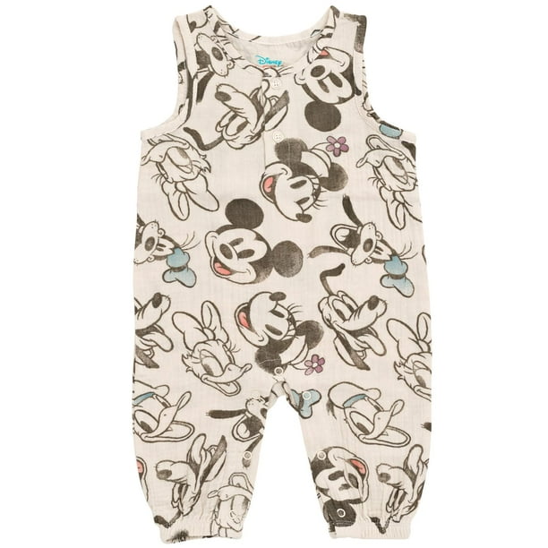 Mameluco Henley de gasa de algodón con diseño de Mickey Mouse, Goofy Donald Duck, para bebés recién nacidos, niños, de 6 a 9 meses
