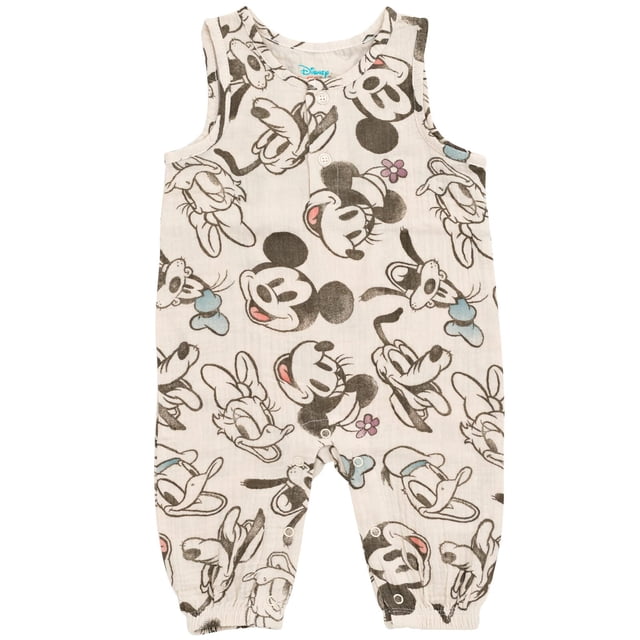 Mameluco Henley de gasa de algodón con diseño de Mickey Mouse, Goofy Donald Duck, para bebés recién nacidos, niños, de 6 a 9 meses