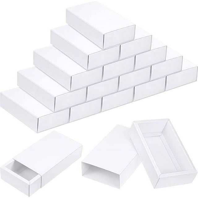 Zhuge 30 cajas de papel kraft con forma de cajón, mini cajas de cartón para manualidades, para jabón, joyas, dulces, bodas, regalos de fiesta, cajas de embalaje para regalos (blanco)