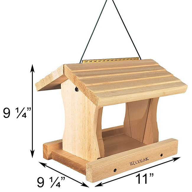 WoodLink Deluxe Cedar Hanging Bird Feeder 2-Perch Multi-Bird with Ledges 3.5 lb Capacity