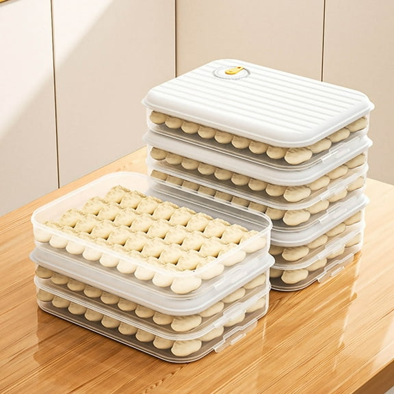 2-Layer Food Storage Containers with Lids,Cookie Storage Containers,Good Sealing Dumpling Box,Stackable Snack Container,Time Recoder