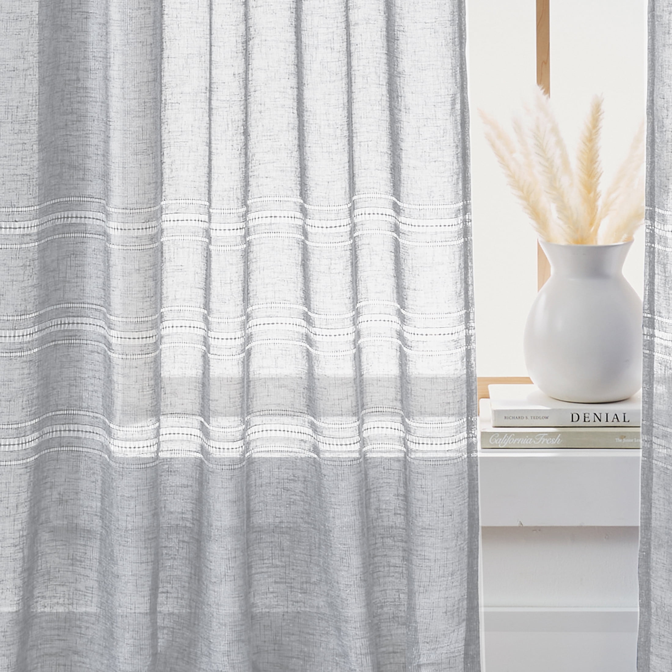 Better Homes & Gardens Specialty Stitch Single Curtain Panel, Soft Silver, 50" W x 108" L