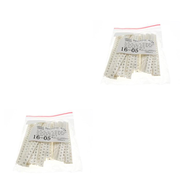 yingyy 660pcs / Sac Résistance Kit Divers Plastique Résistant à la Chaleur Film de Résistance de Circuit Pack 33 Types Ohm Remplacement Électrique 0805 Puce 0603 Puce 2PCS