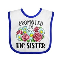 Inktastic Promoted to Big Sister with Flowers Girls Baby Bib